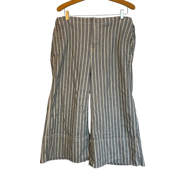Pilcro Pinstripe Cropped Wide Leg Jeans Railroad Stripe Culotte Utility Pants 18 - Picture 1 of 11